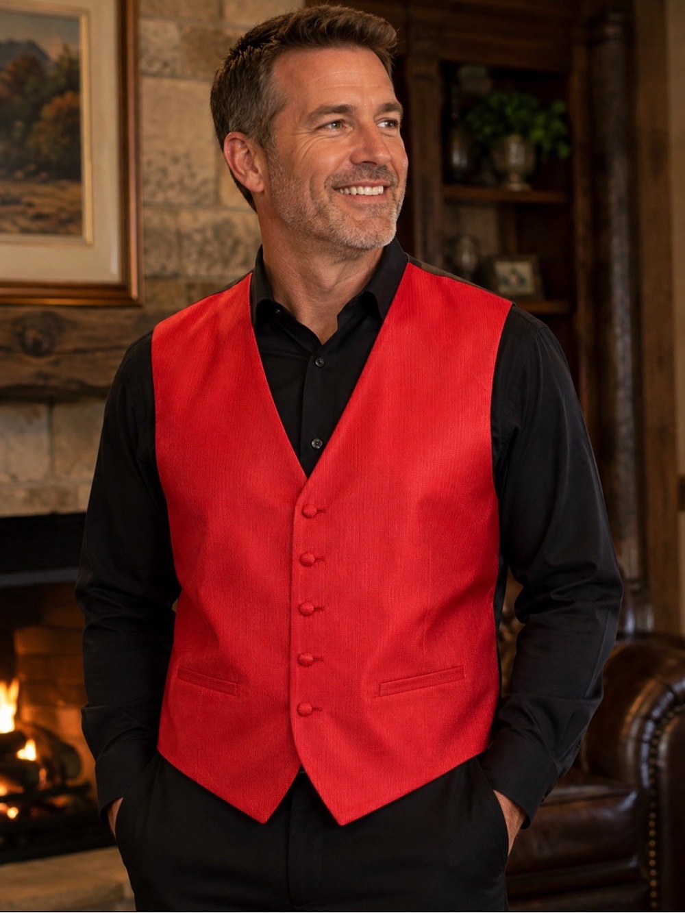 Steven Land Men's Bright Red Vest
